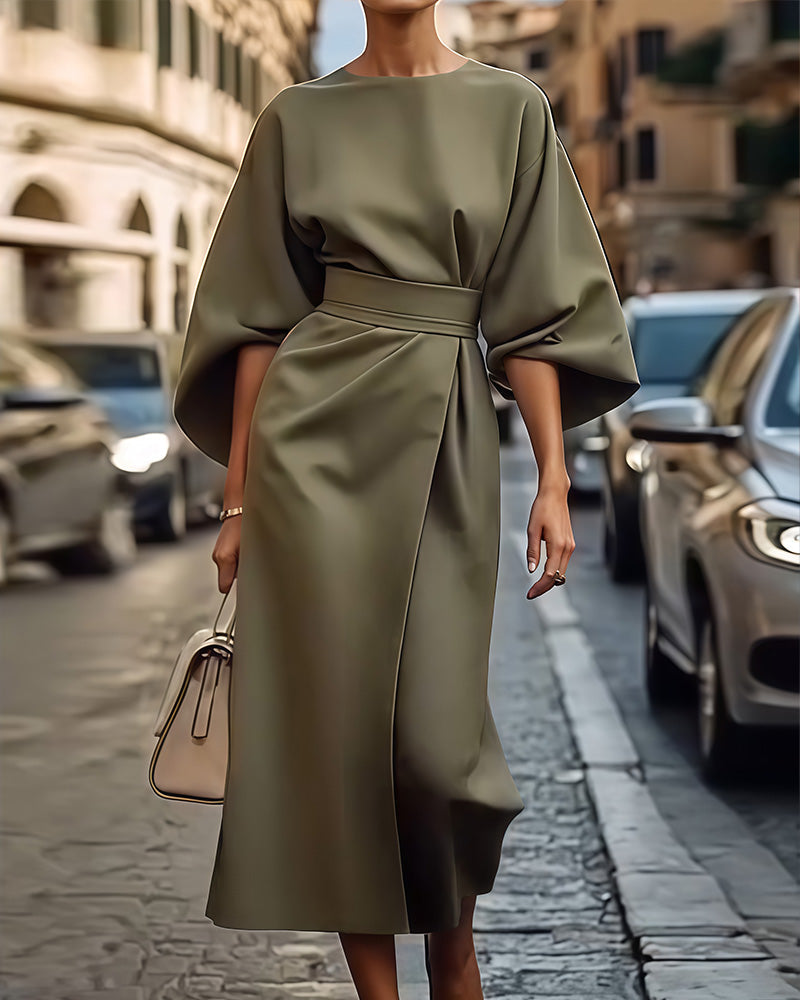 Ruby - Elegante midi jurk met ceintuur voor dames