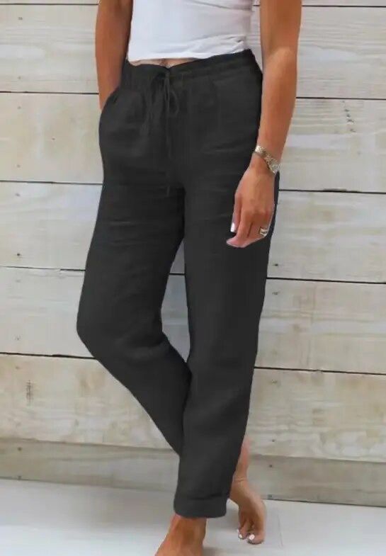 June - Luchtige linnen broek met trekkoord voor dames