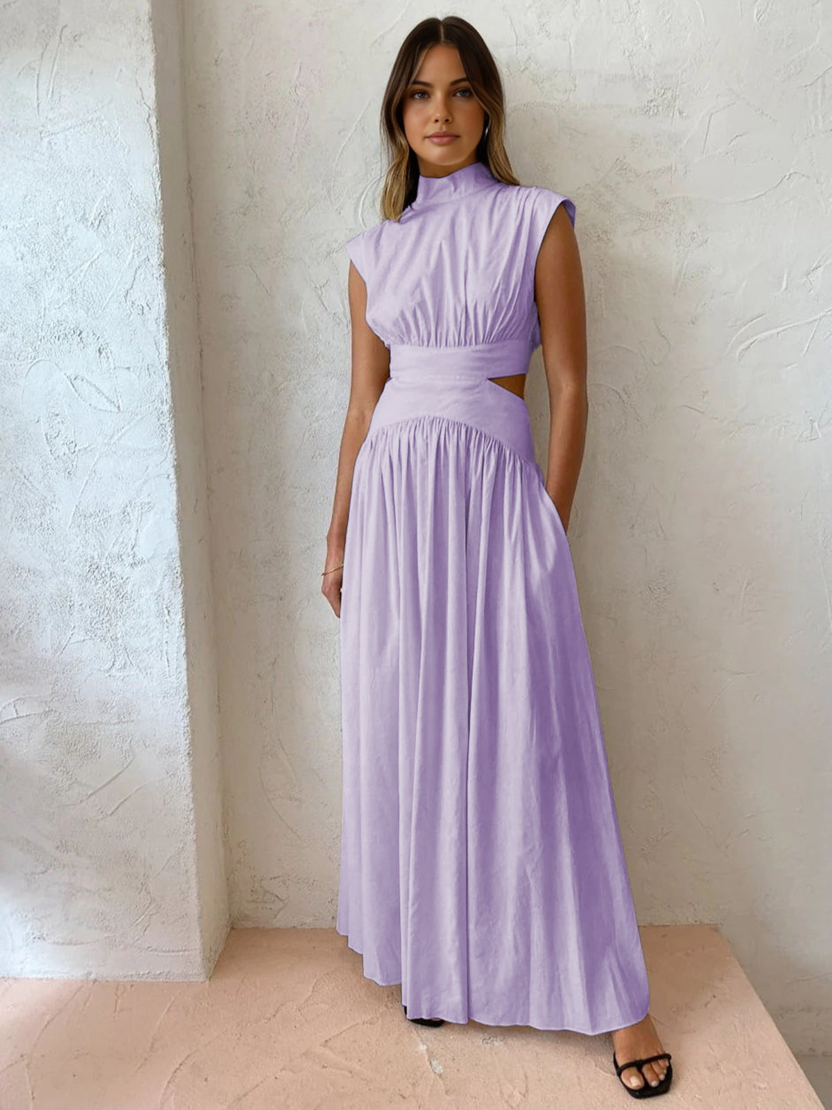 Violet - Elegante plissé maxi jurk voor dames