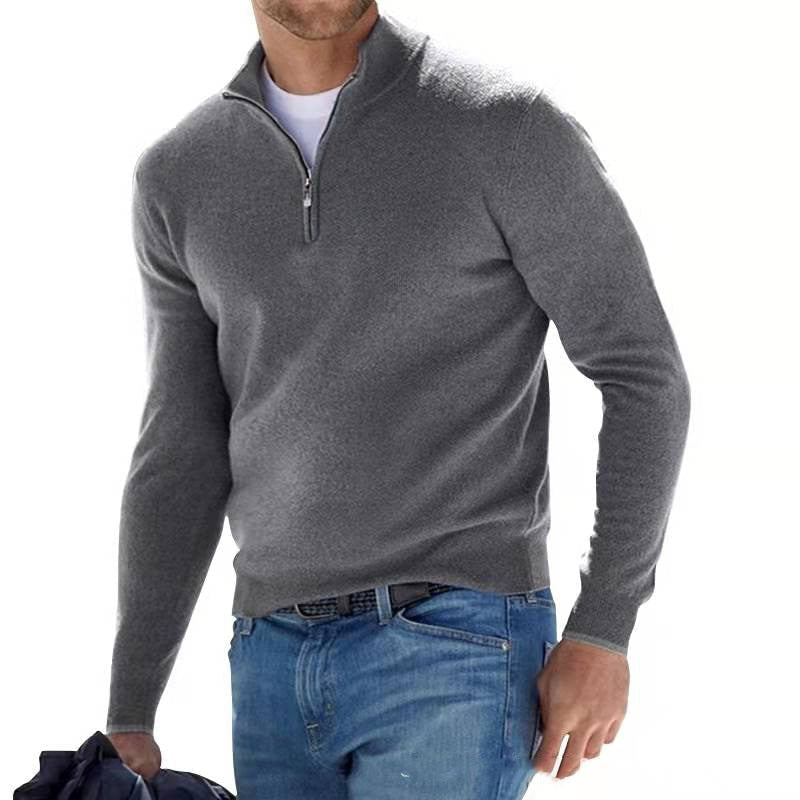 Bas - Gebreid quarterzip trui voor heren