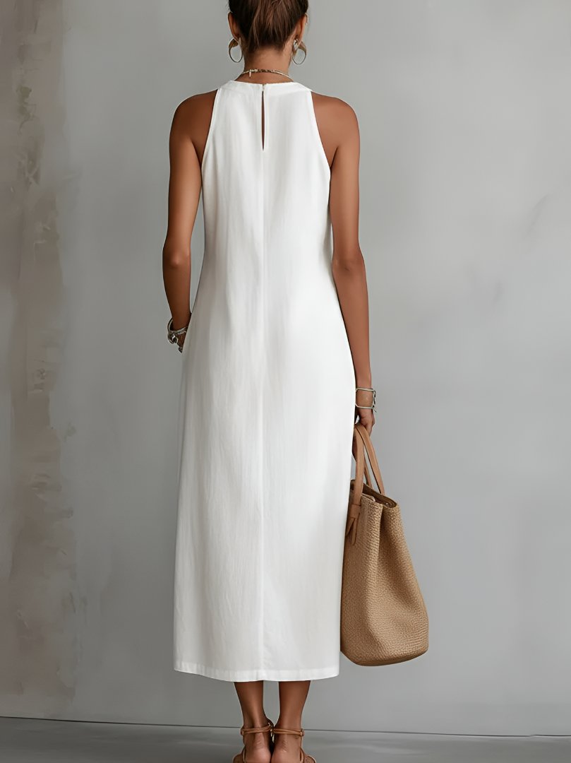 Merel - Elegante mouwloze midijurk met sierbies voor dames