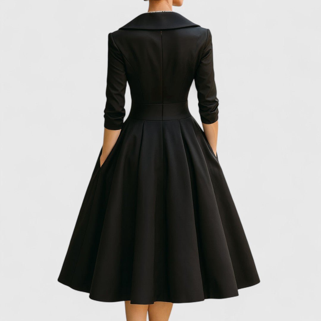 Elza - Elegante midi jurk met overslaghals voor dames
