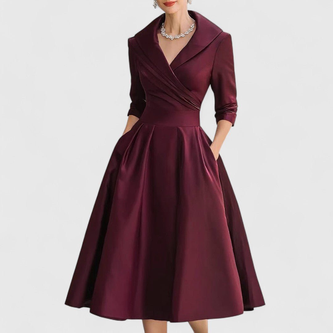 Elza - Elegante midi jurk met overslaghals voor dames