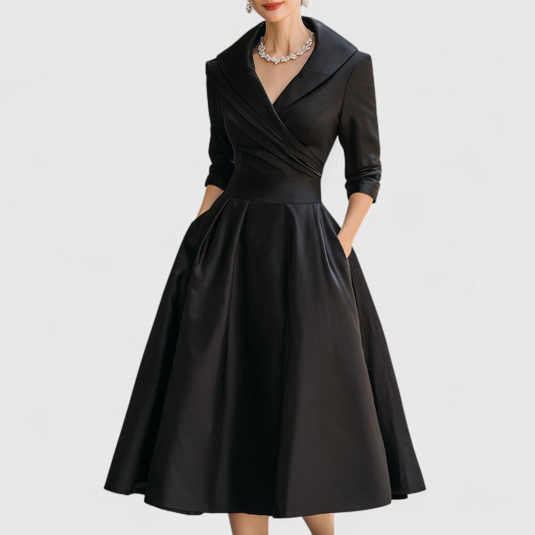 Elza - Elegante midi jurk met overslaghals voor dames
