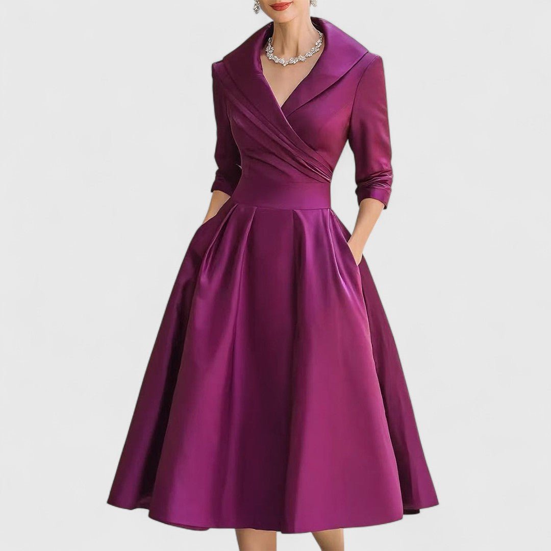 Elza - Elegante midi jurk met overslaghals voor dames