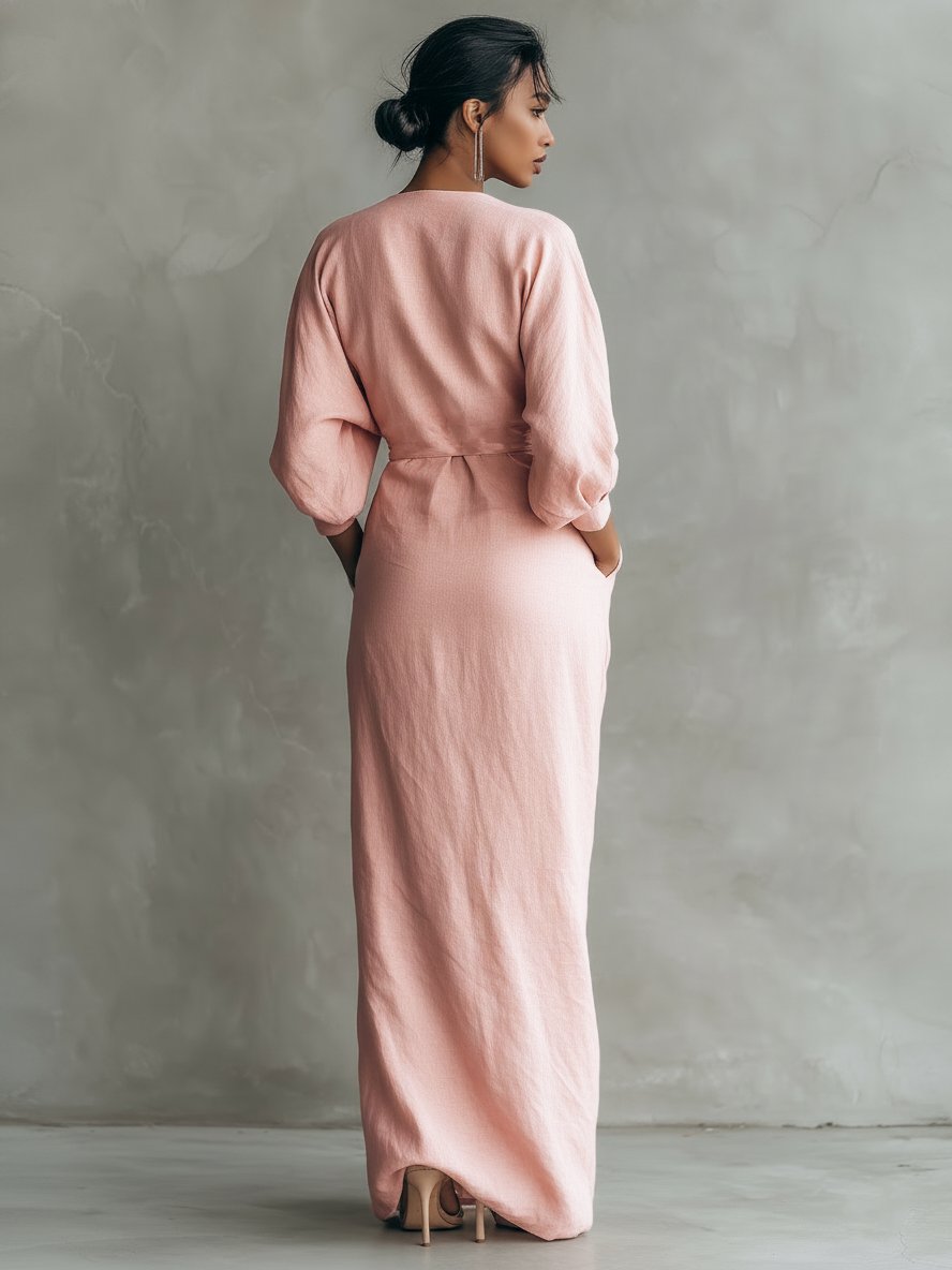 Evi - Elegante maxi jurk met draai-omslag taille voor dames