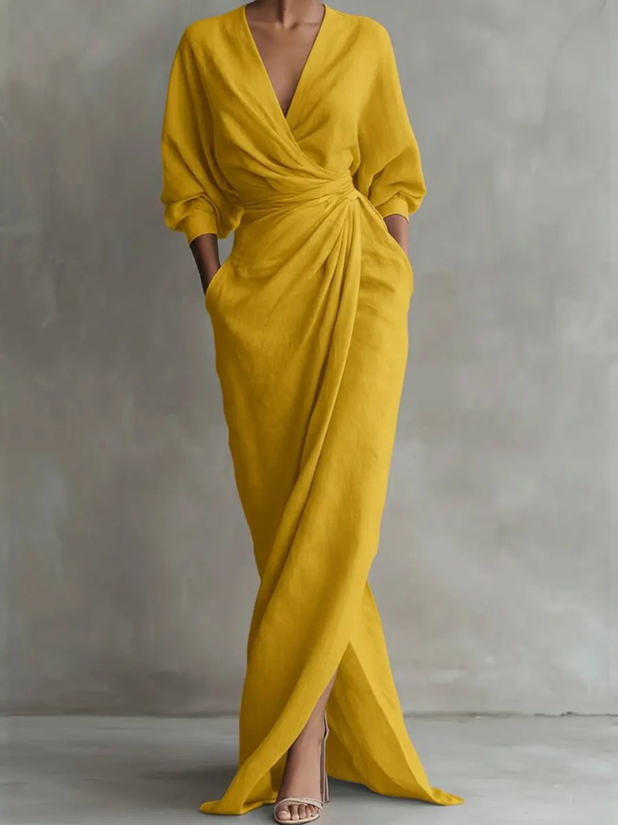 Evi - Elegante maxi jurk met draai-omslag taille voor dames