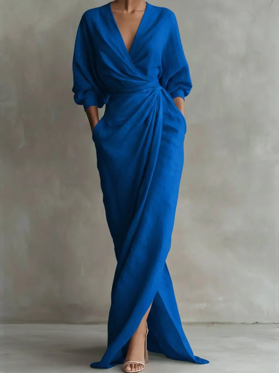 Evi - Elegante maxi jurk met draai-omslag taille voor dames