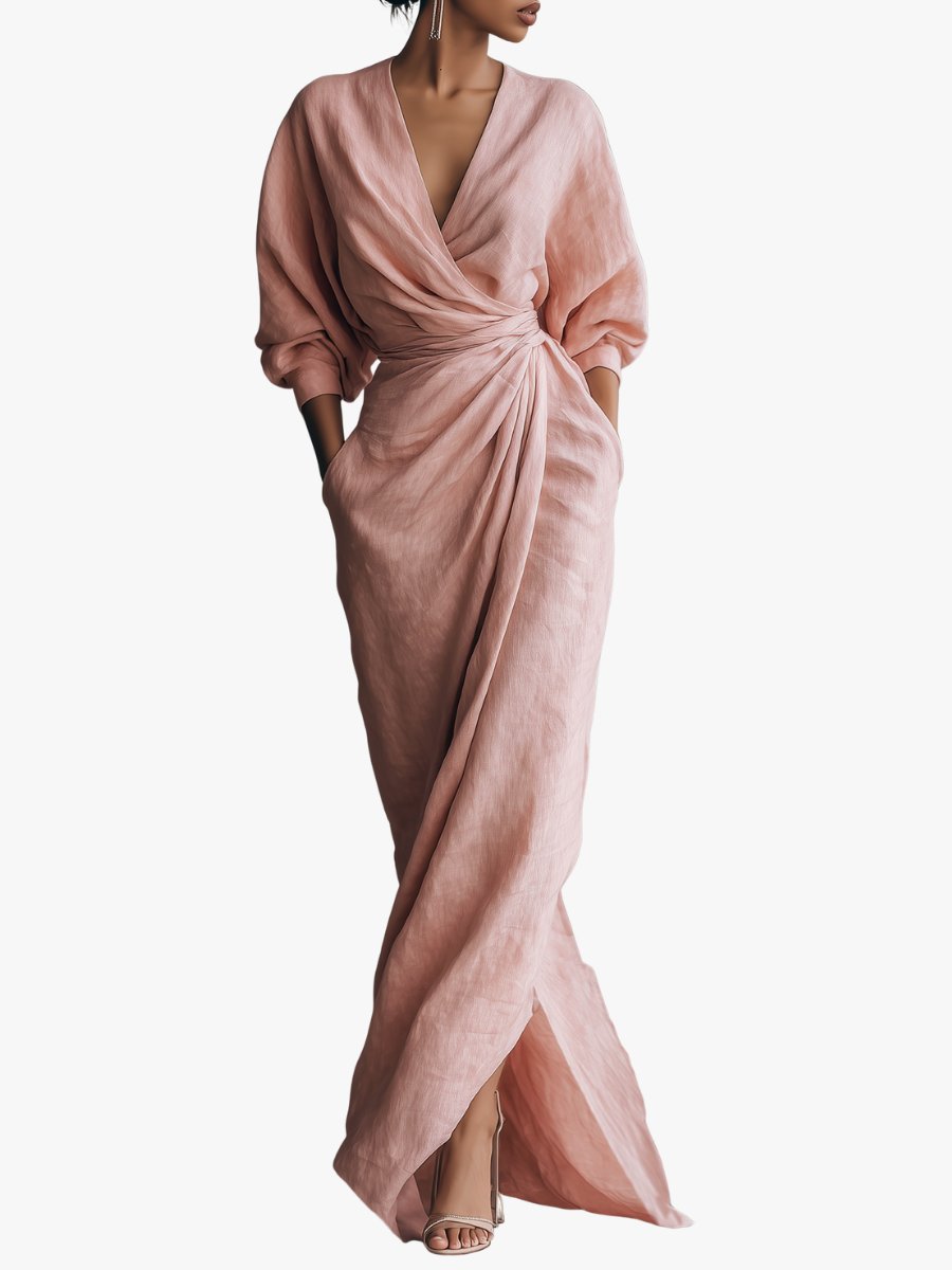 Evi - Elegante maxi jurk met draai-omslag taille voor dames