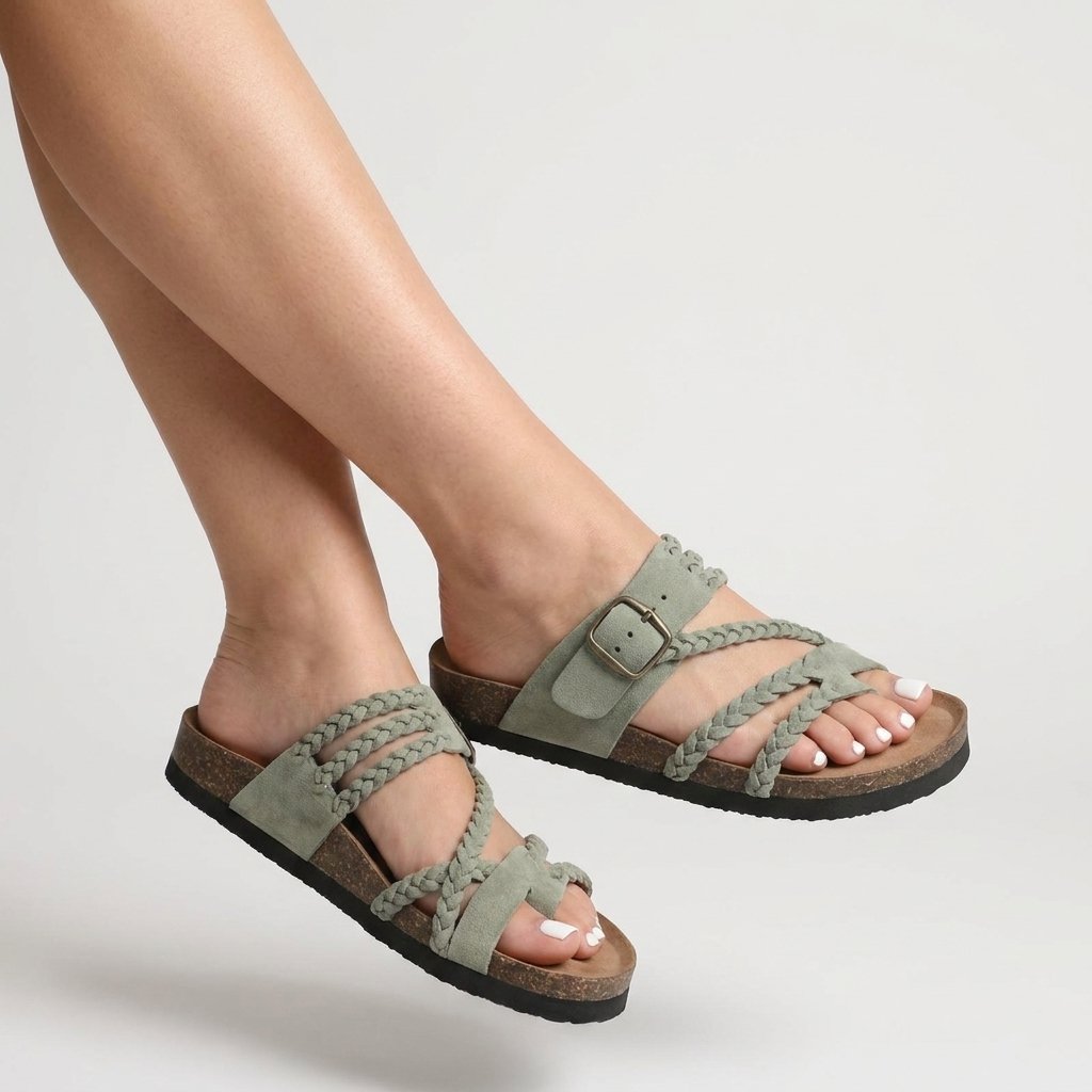 Femke - Gevlochten kurk sandalen voor dames