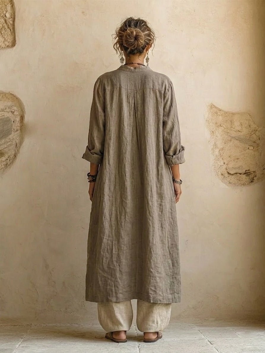Eva - Linnen driedelig set met wide leg voor dames