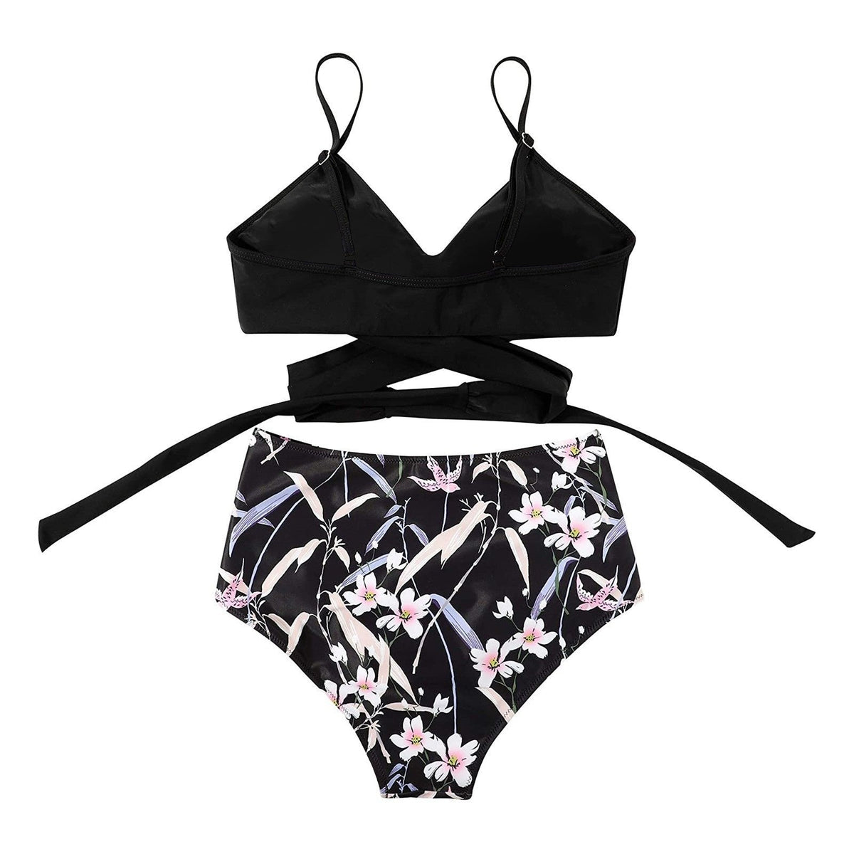 Fleur - Kleurrijke high waist damesbikini met crossover top