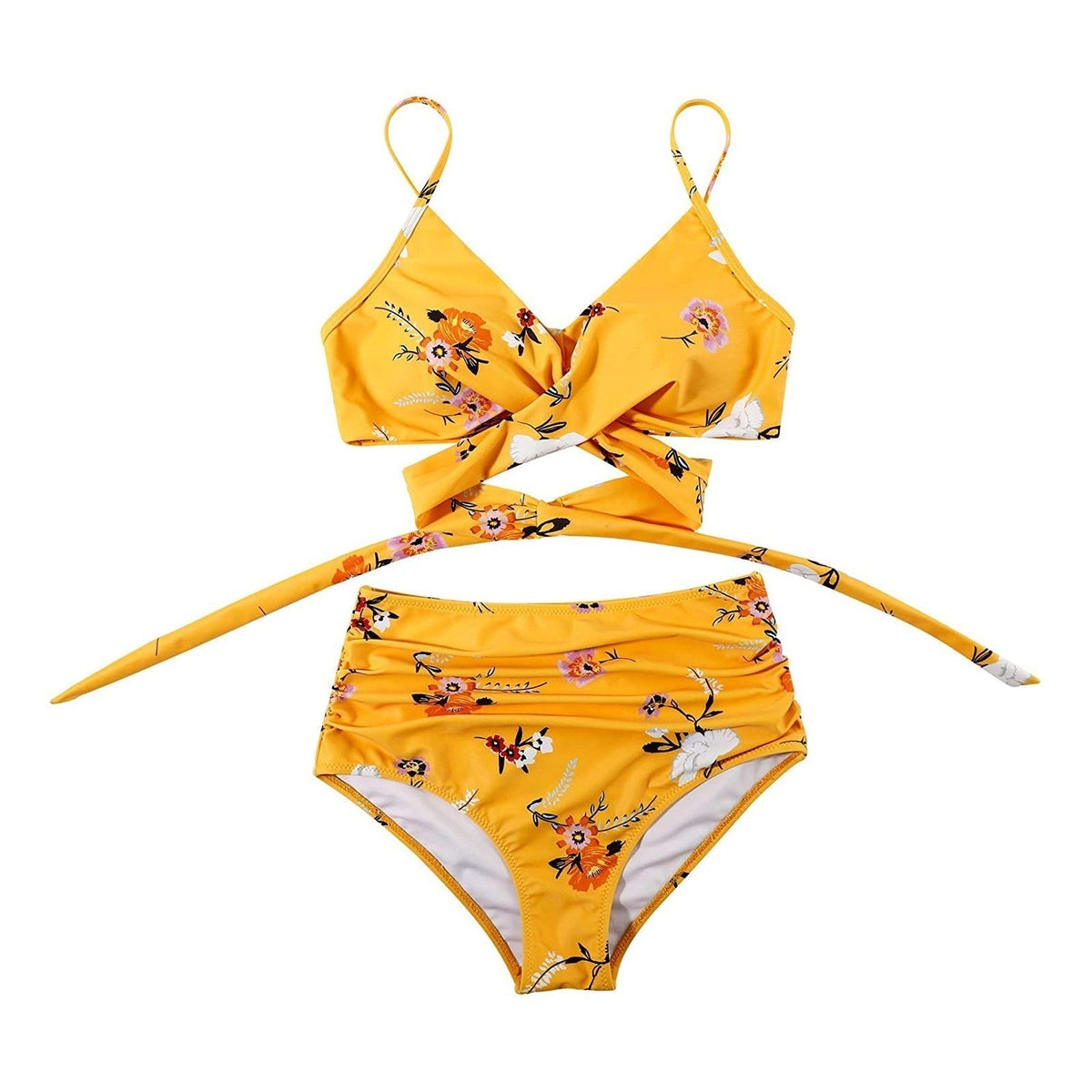 Fleur - Kleurrijke high waist damesbikini met crossover top