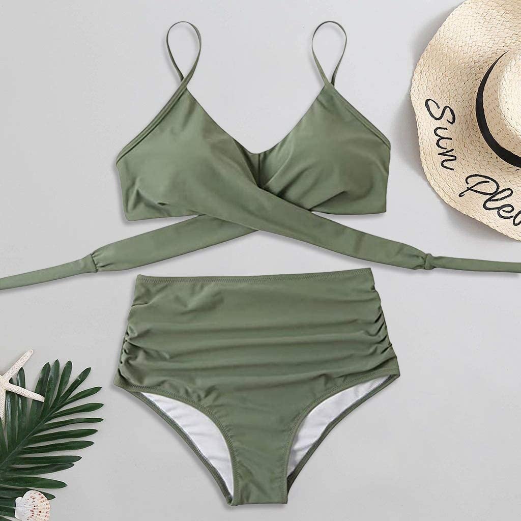Fleur - Kleurrijke high waist damesbikini met crossover top