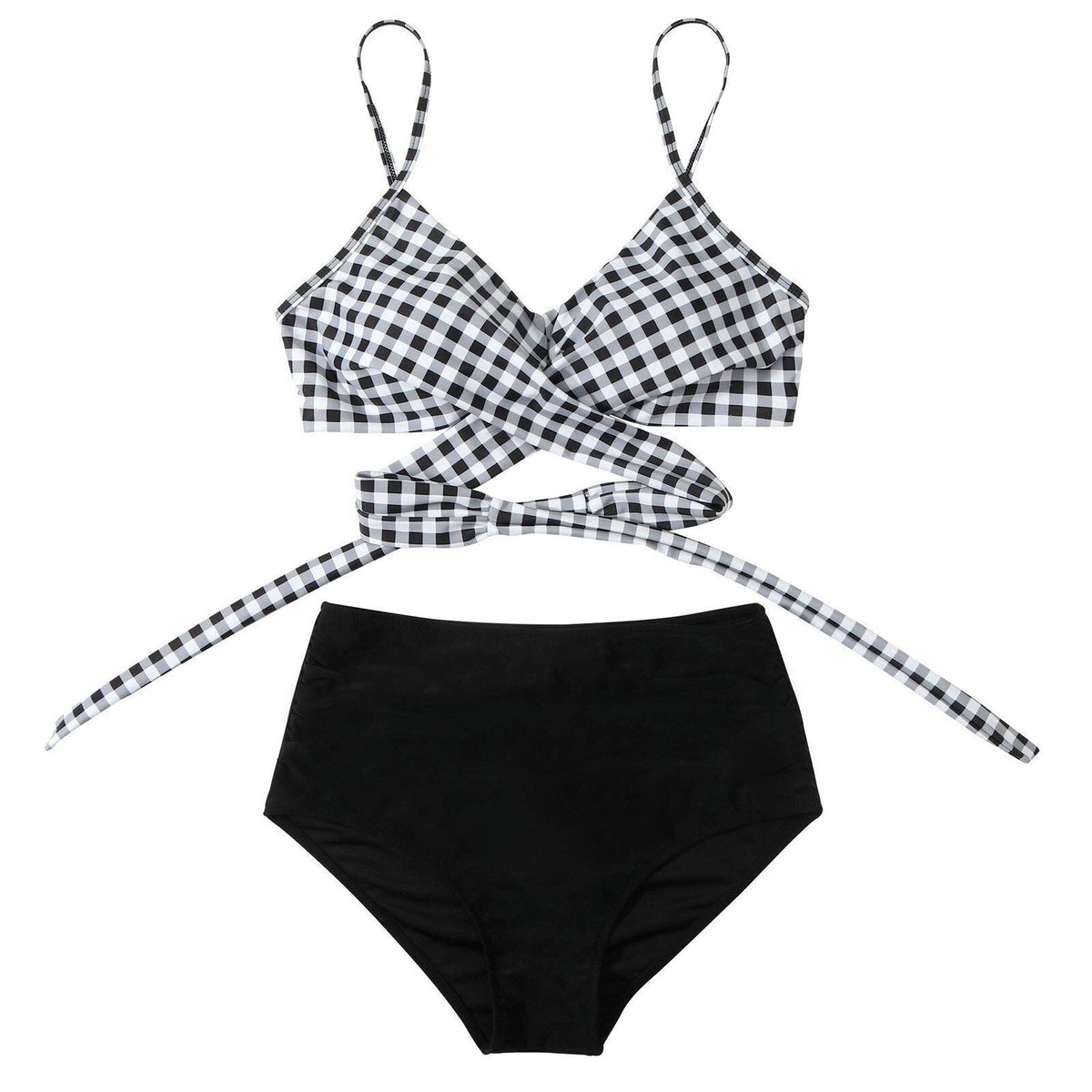 Fleur - Kleurrijke high waist damesbikini met crossover top