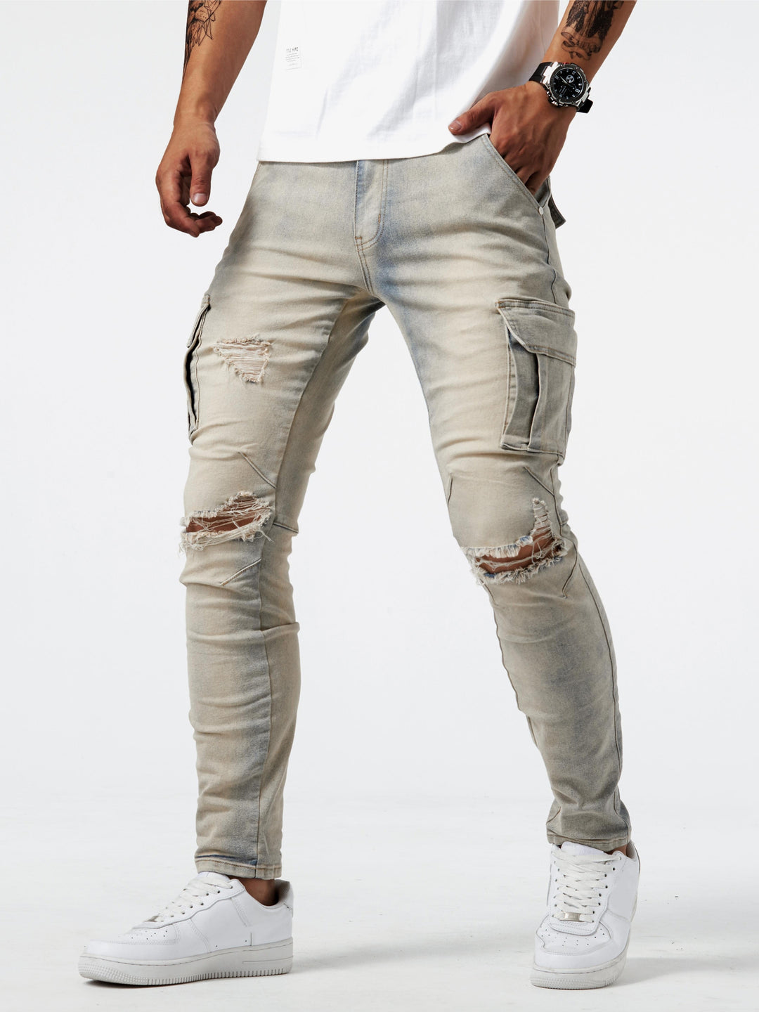 Brooks - Slim fit cargo jeans voor heren