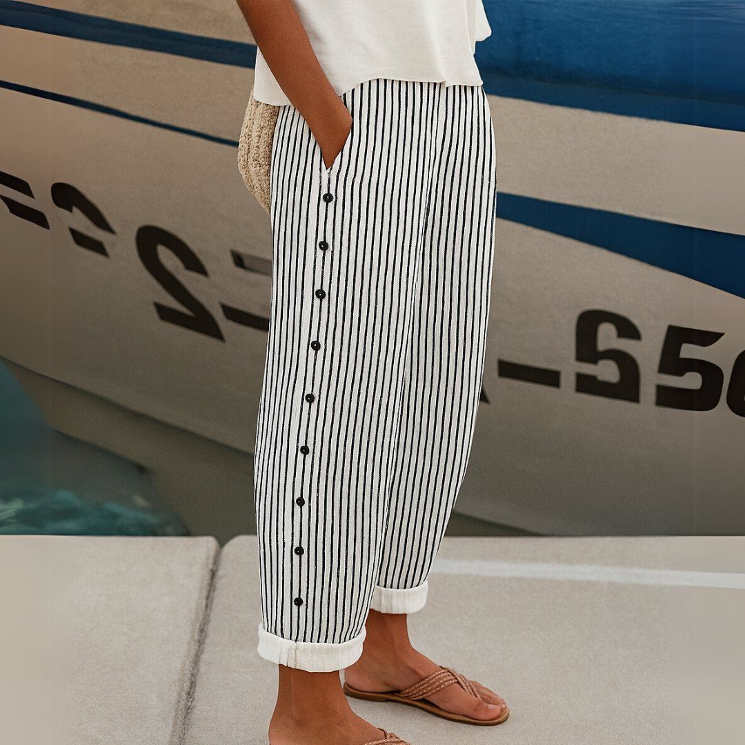 Greet - Comfortabele gestreepte casual broek voor dames