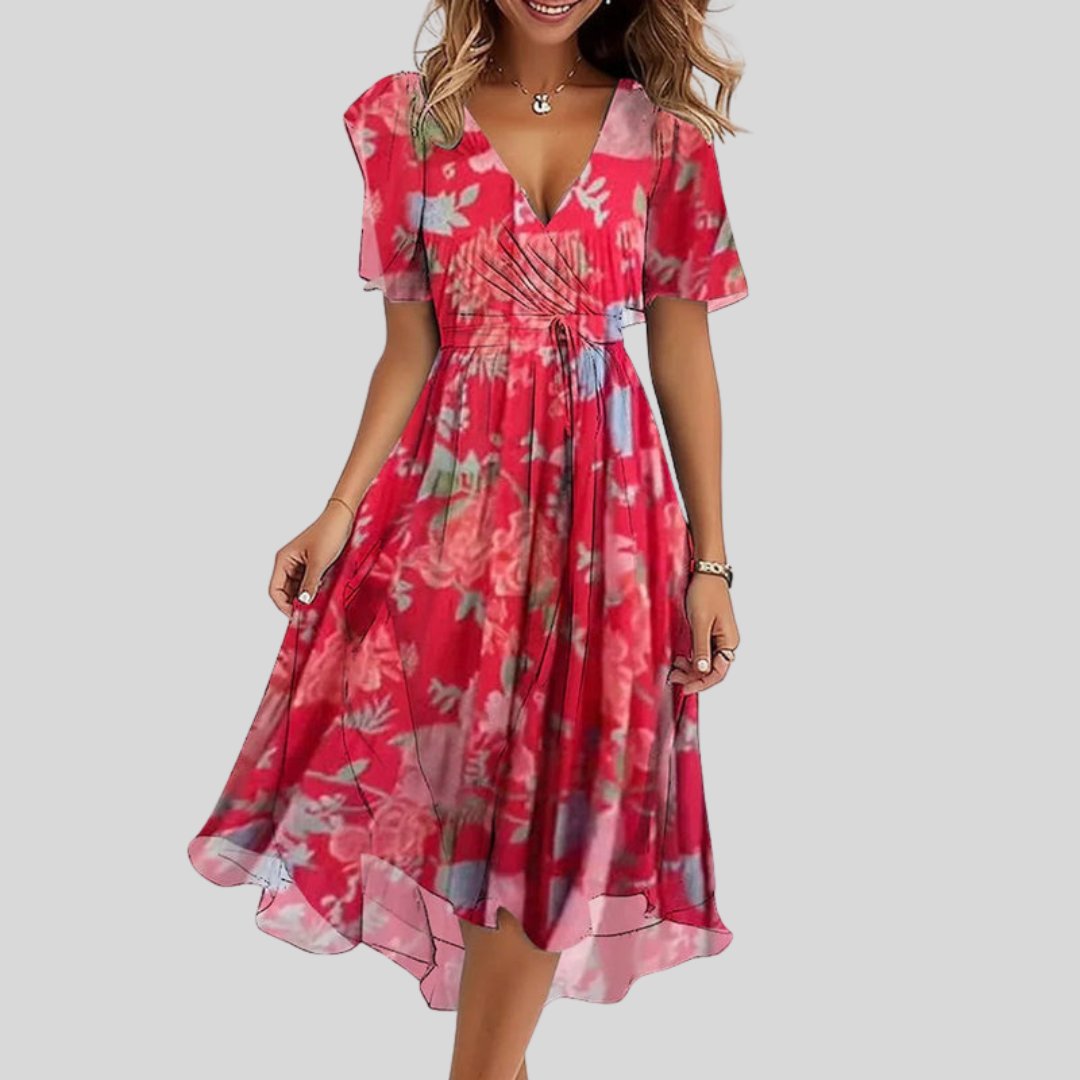 Yara - Elegante zomerjurk met vlindermouwen voor dames