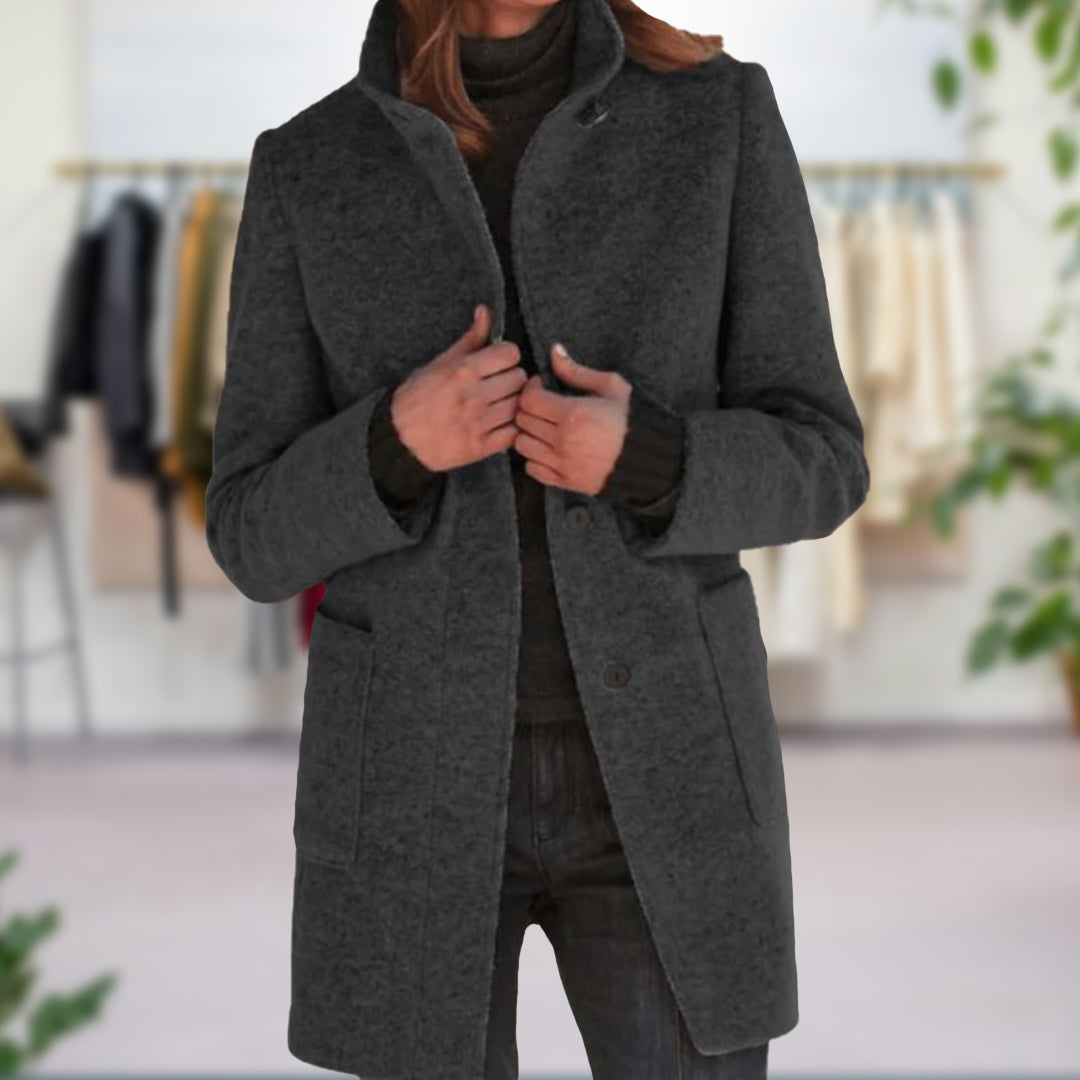 Suus - Elegante lange mantel met opstaande kraag voor dames