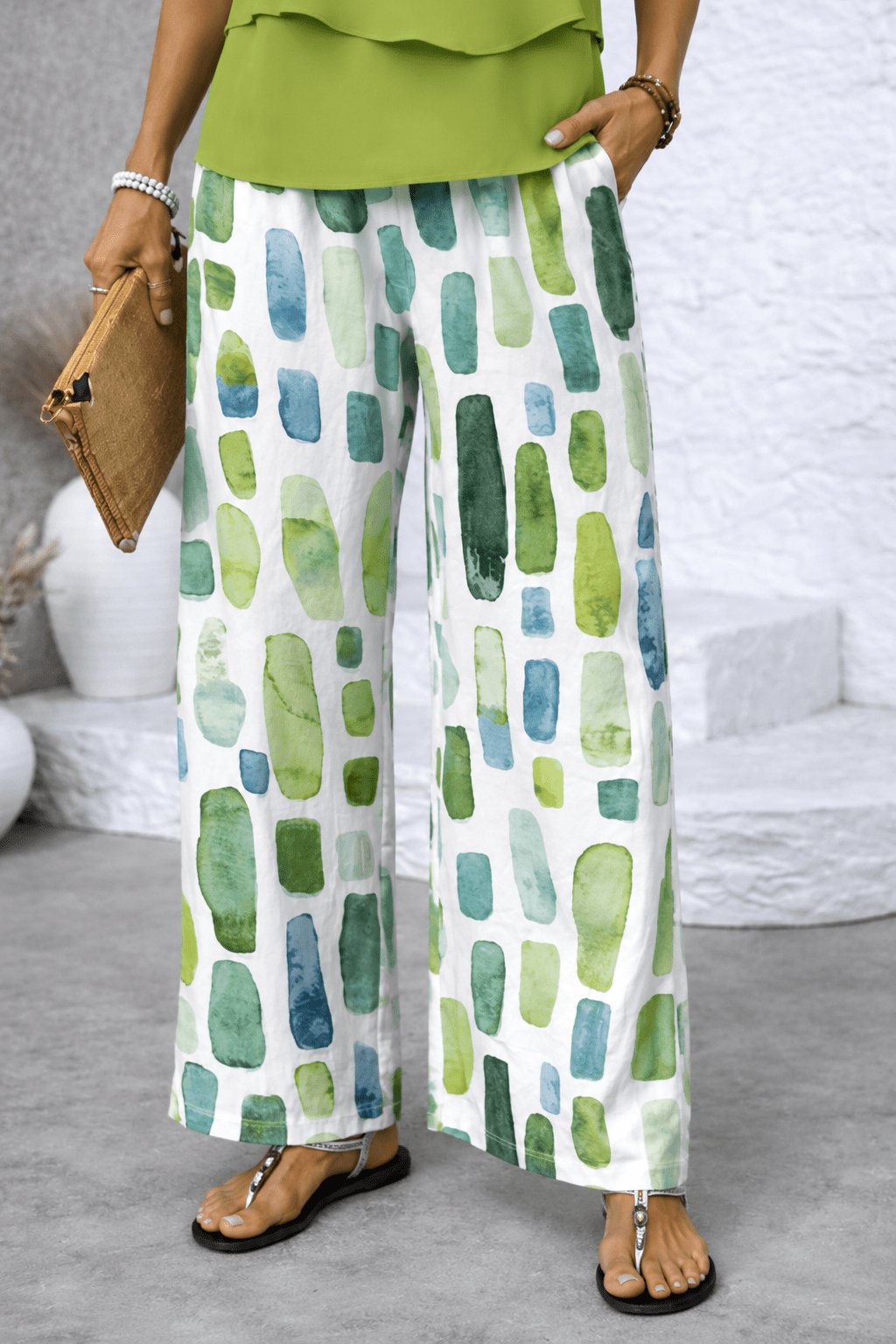 Jasmijn - Vloeiende zomerset met aquarelprint voor dames
