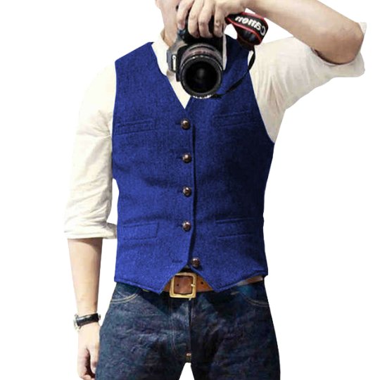 Hidde - Stijlvol denim gilet met knopen voor heren