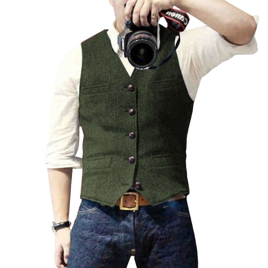 Hidde - Stijlvol denim gilet met knopen voor heren