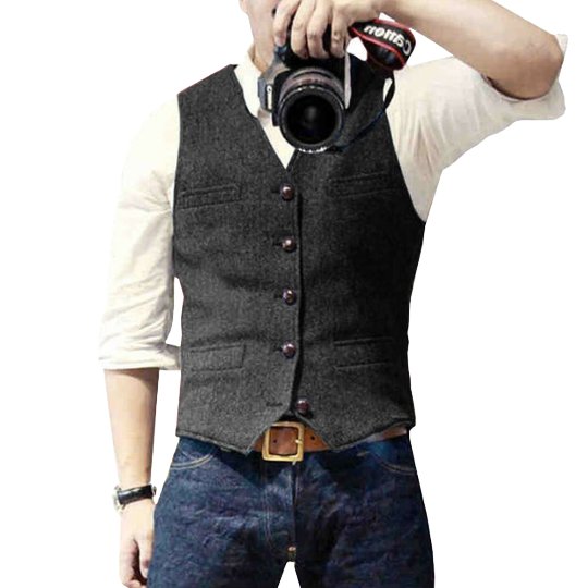 Hidde - Stijlvol denim gilet met knopen voor heren