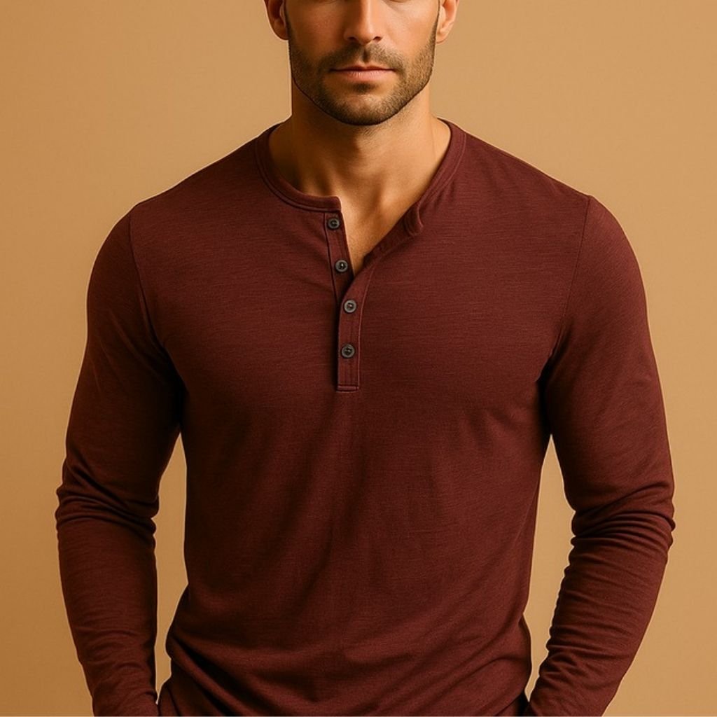 Lars - Casual henley-shirt met lange mouwen voor heren