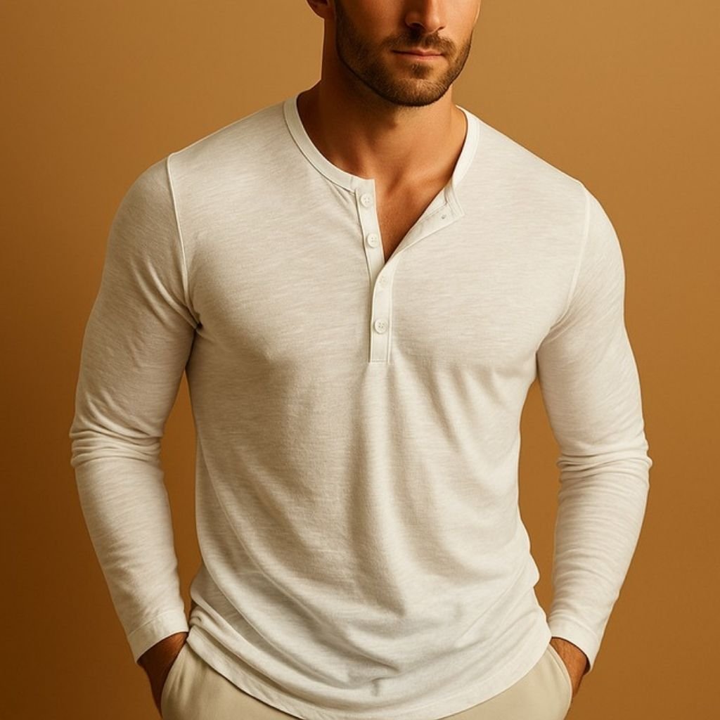 Lars - Casual henley-shirt met lange mouwen voor heren