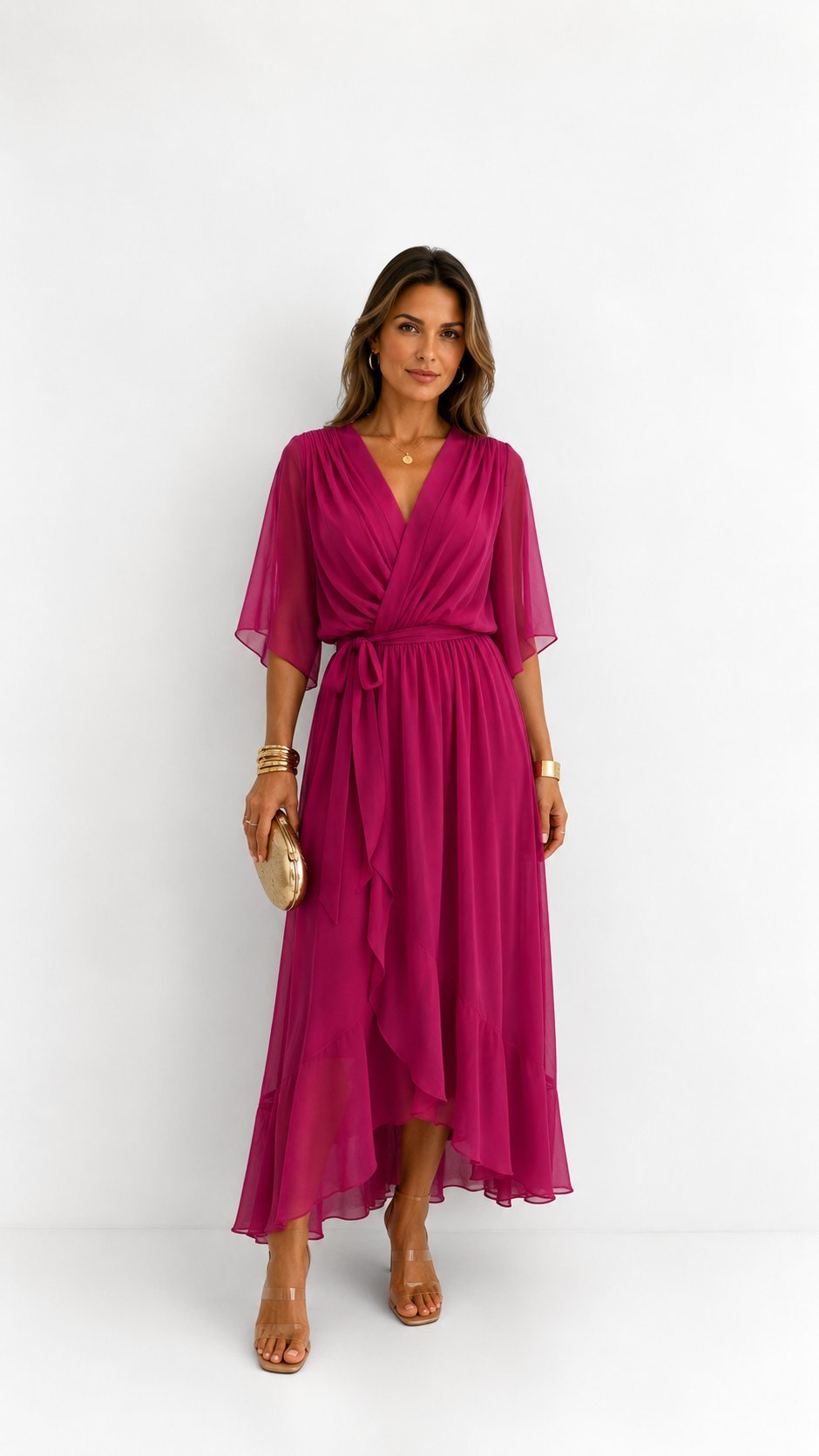 Hannah - Elegante chiffon vouwjurk voor dames
