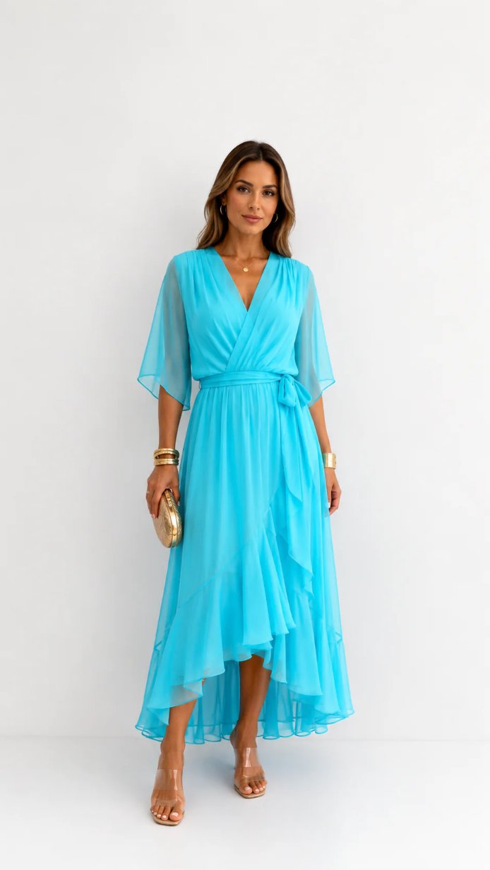 Hannah - Elegante chiffon vouwjurk voor dames