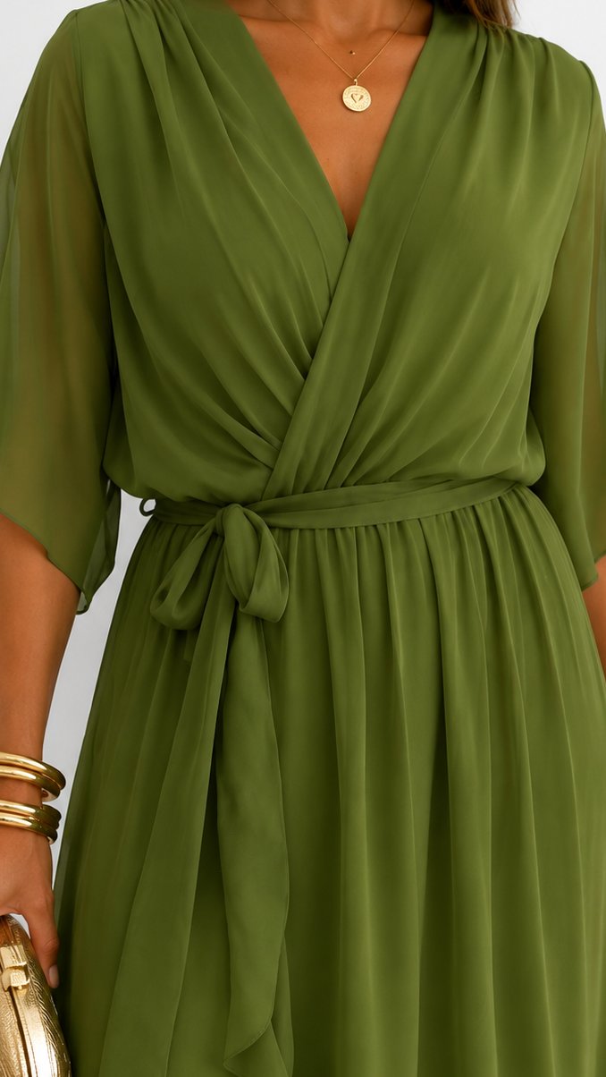 Hannah - Elegante chiffon vouwjurk voor dames