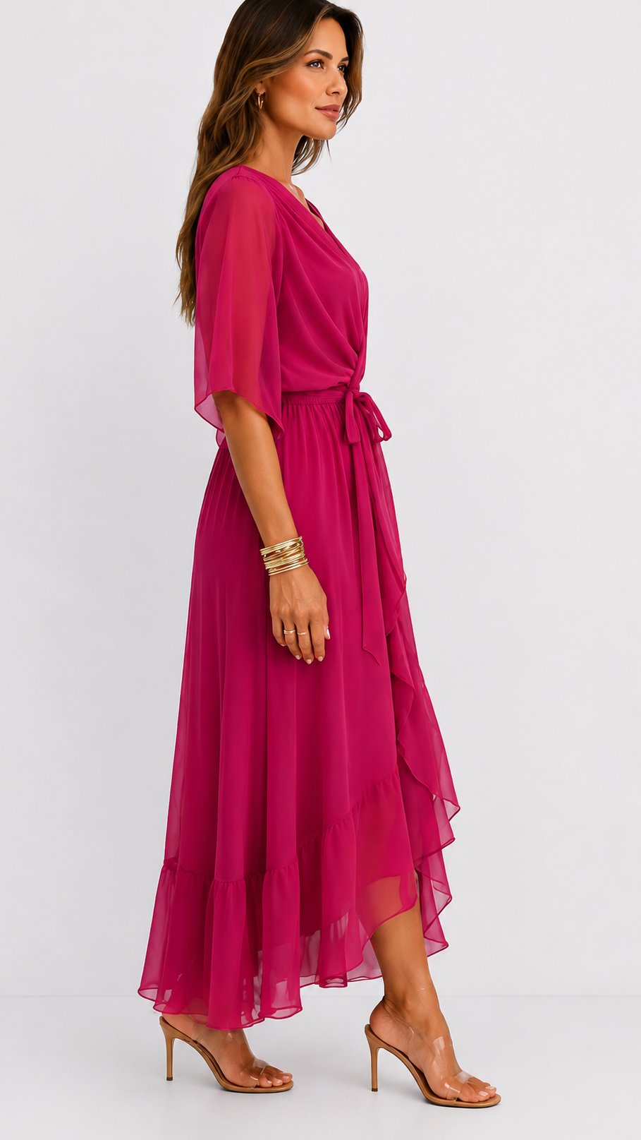 Hannah - Elegante chiffon vouwjurk voor dames