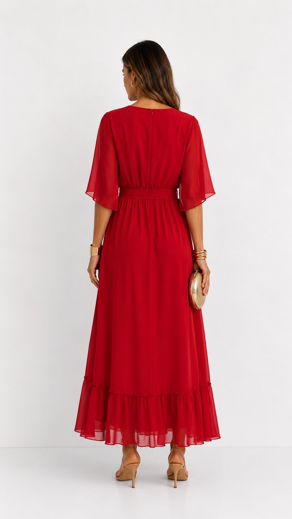 Hannah - Elegante chiffon vouwjurk voor dames
