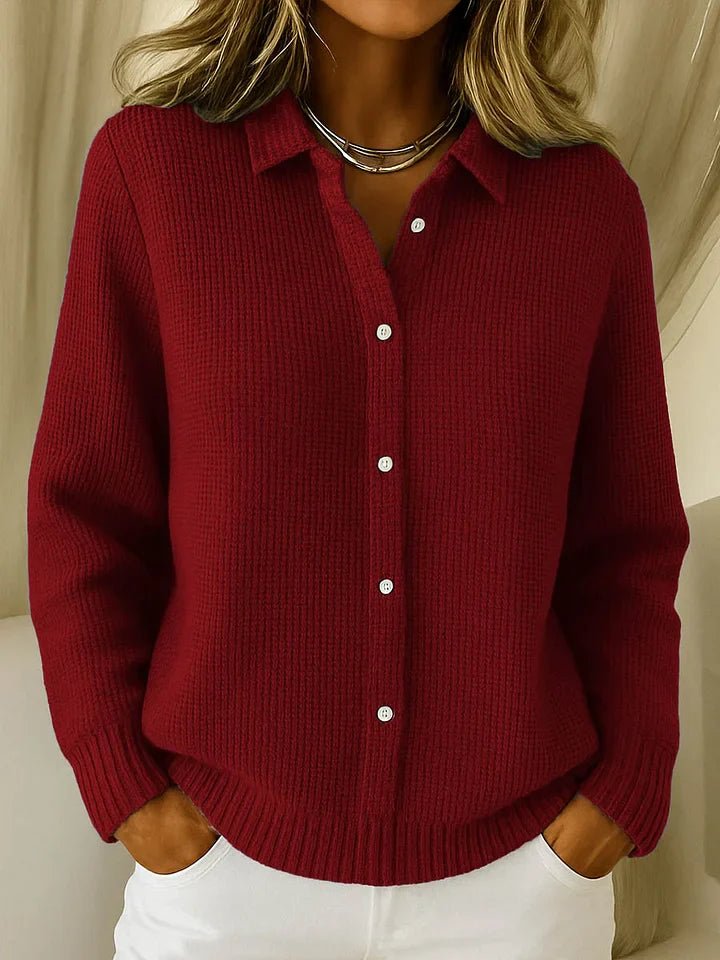 Lotte - Moderne waffle knit trui met kraag voor dames