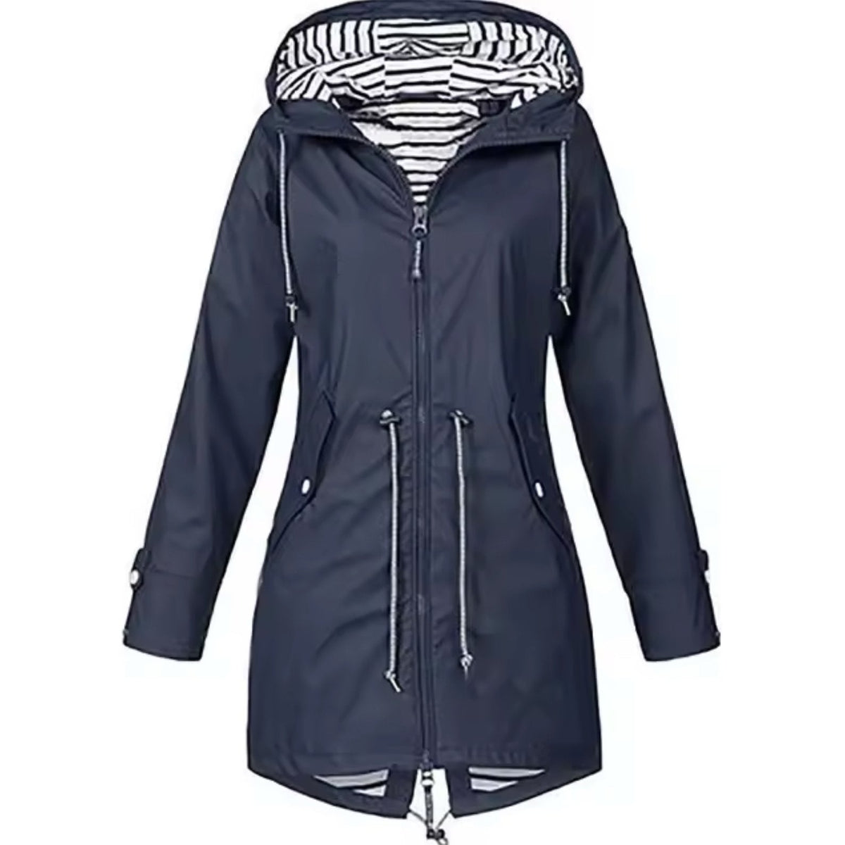 Emma - Wind- en waterdichte regenjas met gestreepte capuchon voor dames