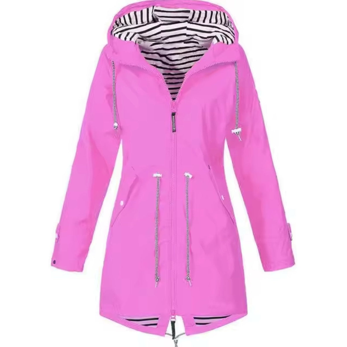 Emma - Wind- en waterdichte regenjas met gestreepte capuchon voor dames