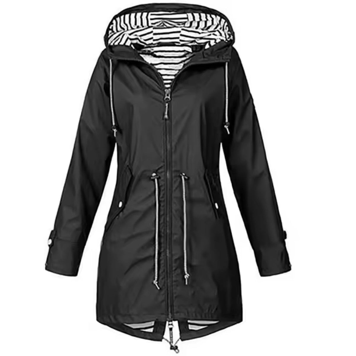 Emma - Wind- en waterdichte regenjas met gestreepte capuchon voor dames