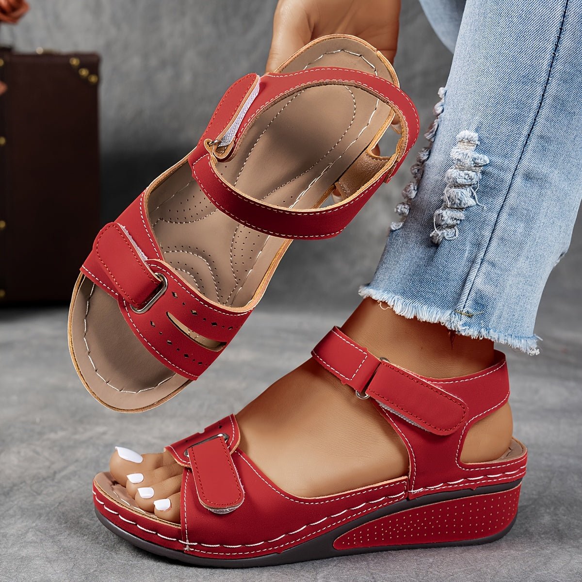 Maren - Ondersteunende ergonomische sandalen met klittenband voor dames