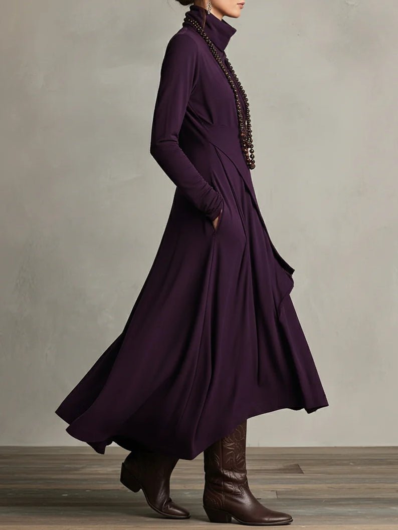 Margot - Asymmetrische maxi jurk met hoge col voor dames
