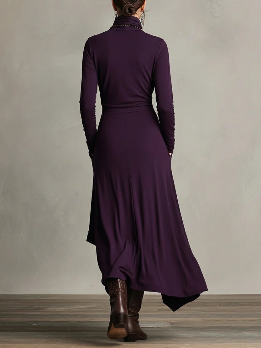 Margot - Asymmetrische maxi jurk met hoge col voor dames