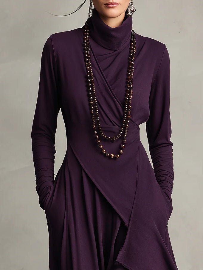 Margot - Asymmetrische maxi jurk met hoge col voor dames