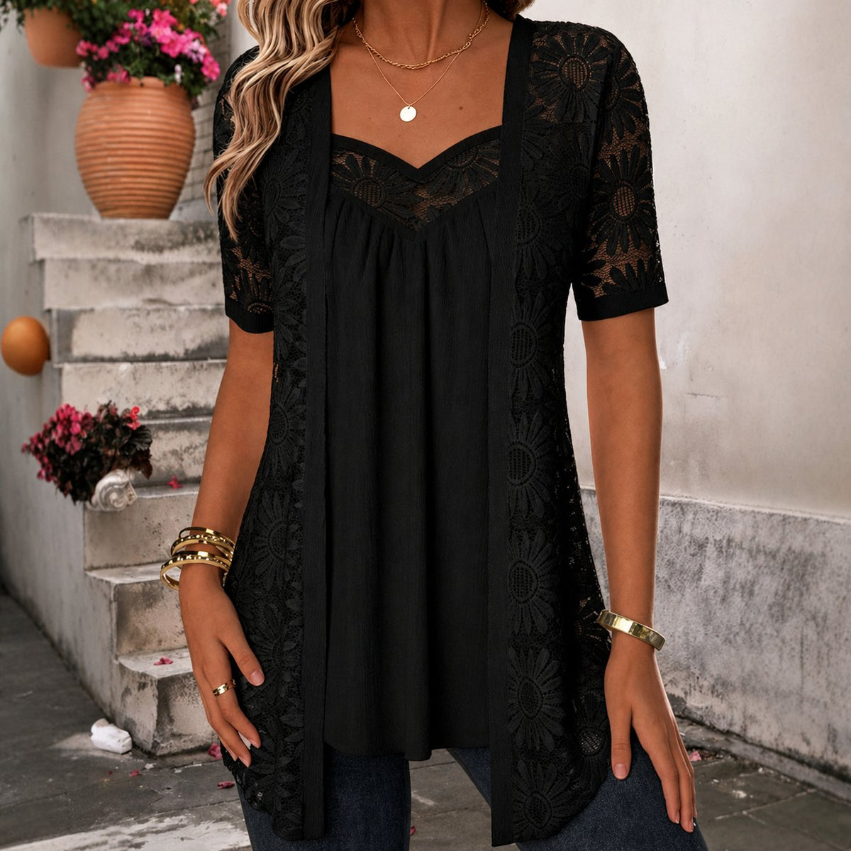 Maud - Elegante kanten blouse voor dames