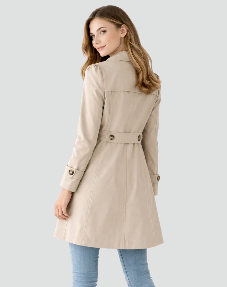 Maud - Klassieke lichtgewicht trenchcoat slim fit voor dames