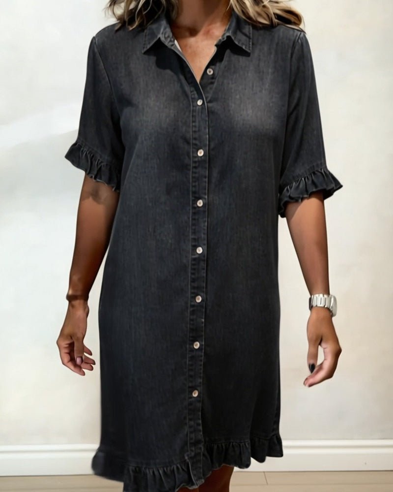 Renske - Casual denimjurk met knopen voor dames