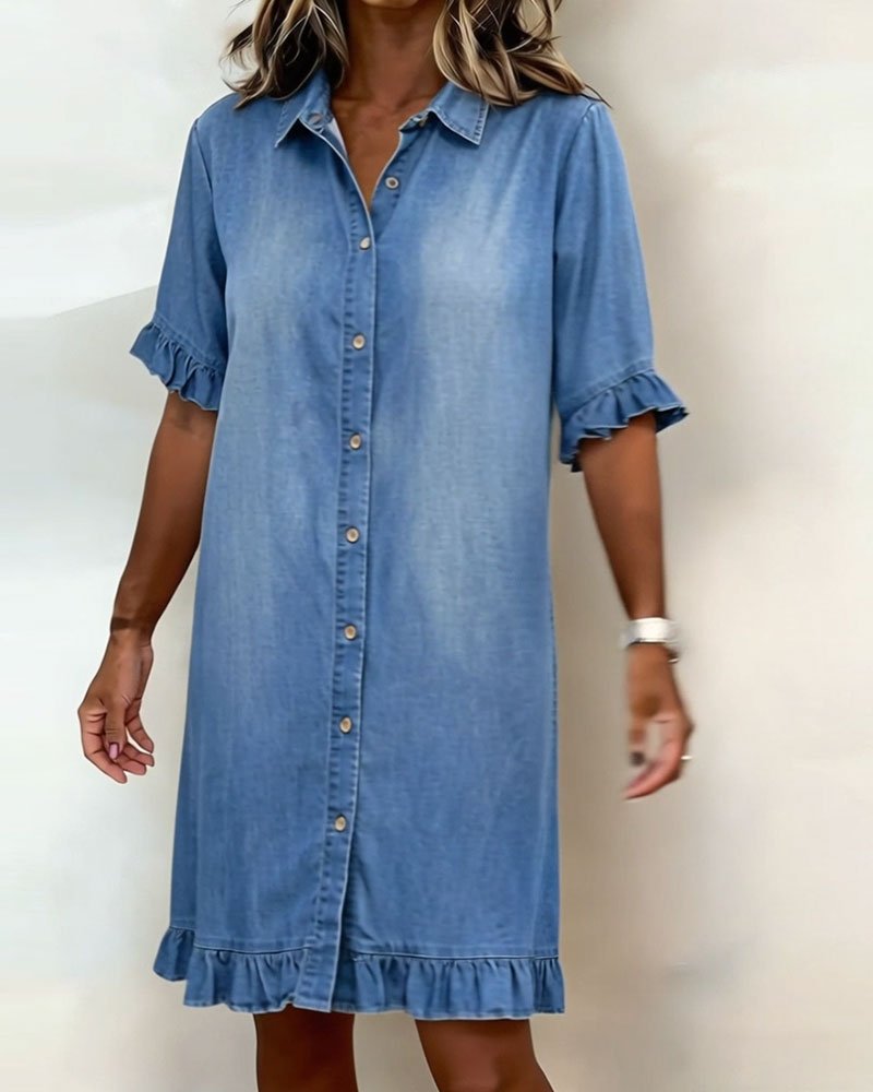 Renske - Casual denimjurk met knopen voor dames