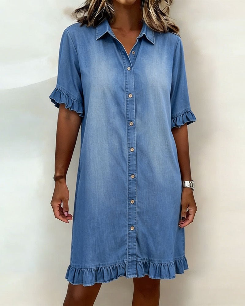 Renske - Casual denimjurk met knopen voor dames