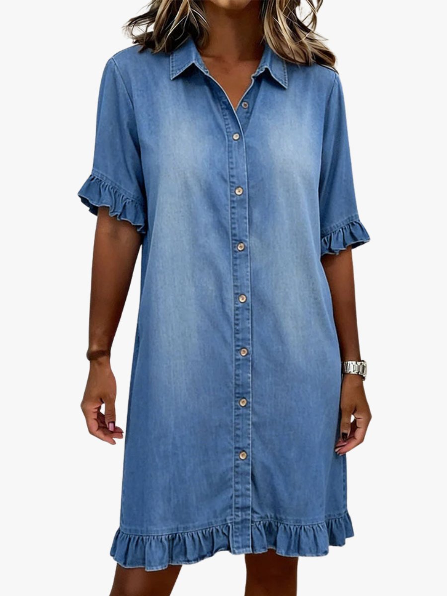 Renske - Casual denimjurk met knopen voor dames