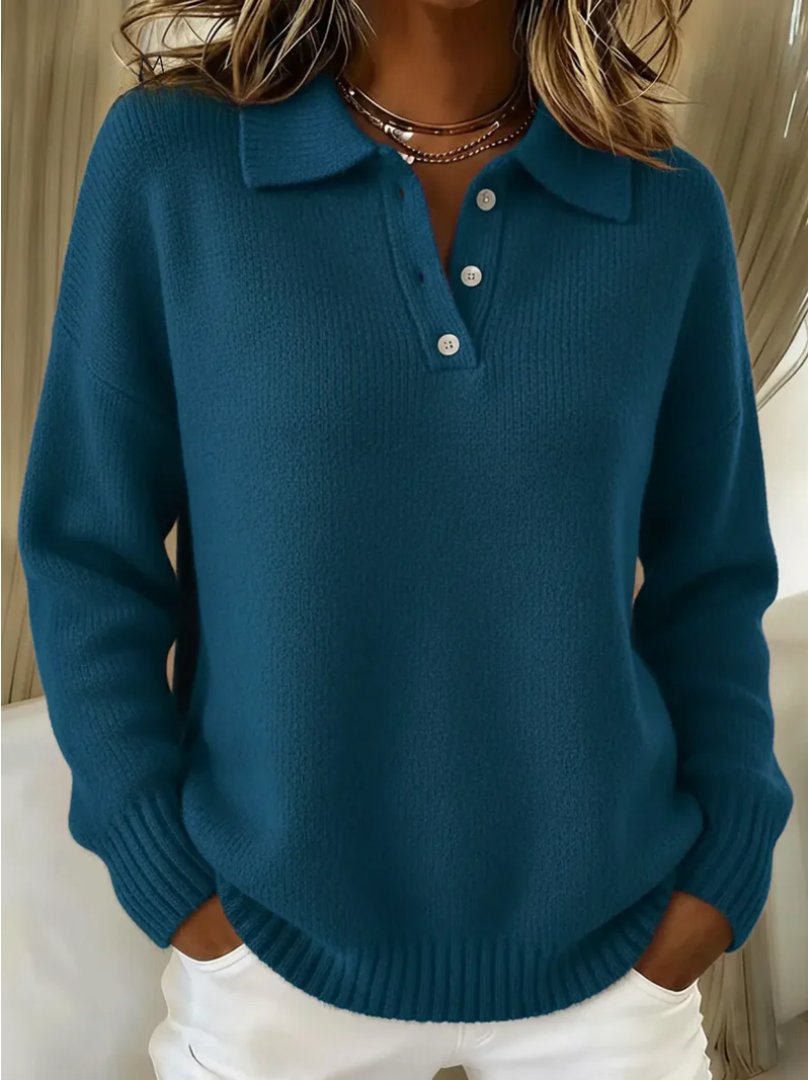 Renske - Elegante polotrui met knoopsluiting voor dames