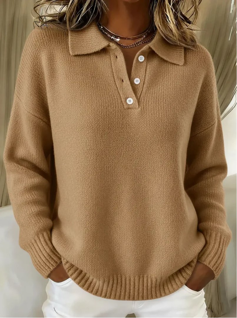 Renske - Elegante polotrui met knoopsluiting voor dames